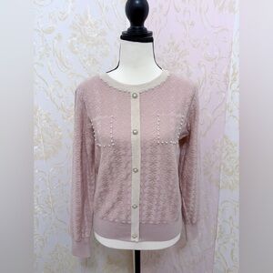 Pink Cardigan with Pearl Buttons Size Small